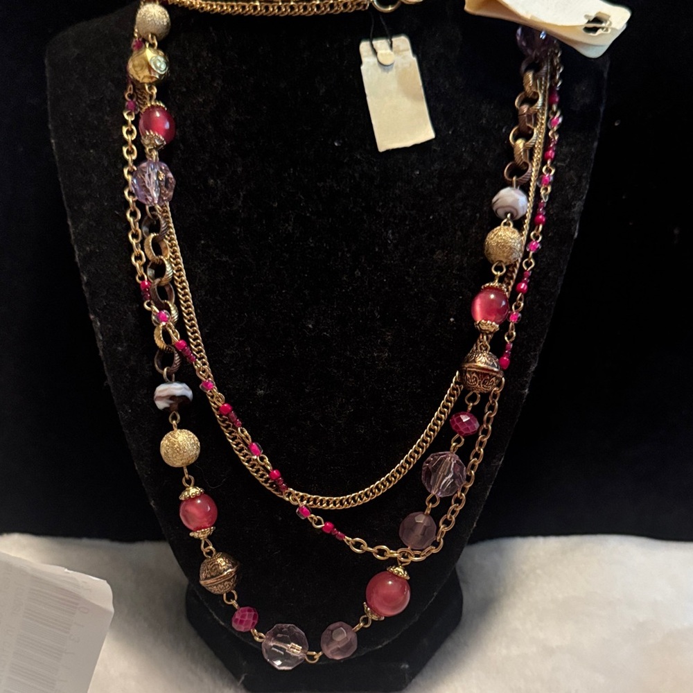 New Carol Dauplaise 3 Strands Beaded Necklace